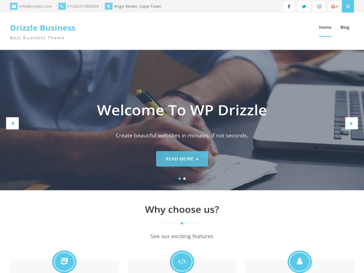 Drizzle Business Preview Wordpress Theme - Rating, Reviews, Preview, Demo & Download