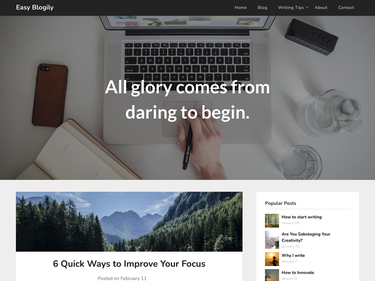 Easy Blogily Preview Wordpress Theme - Rating, Reviews, Preview, Demo & Download