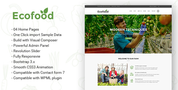 Ecofood Preview Wordpress Theme - Rating, Reviews, Preview, Demo & Download