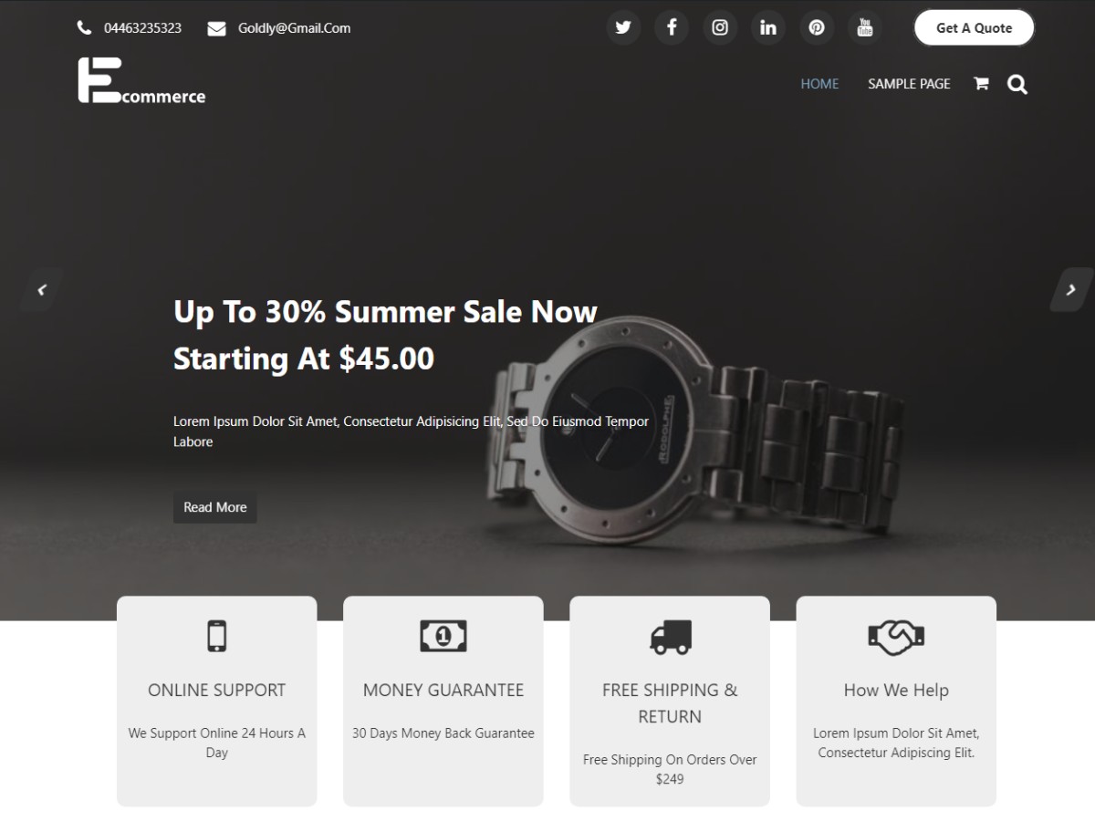 Ecommerce Goldly Preview Wordpress Theme - Rating, Reviews, Preview, Demo & Download