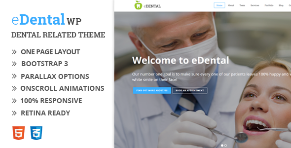 EDental Preview Wordpress Theme - Rating, Reviews, Preview, Demo & Download