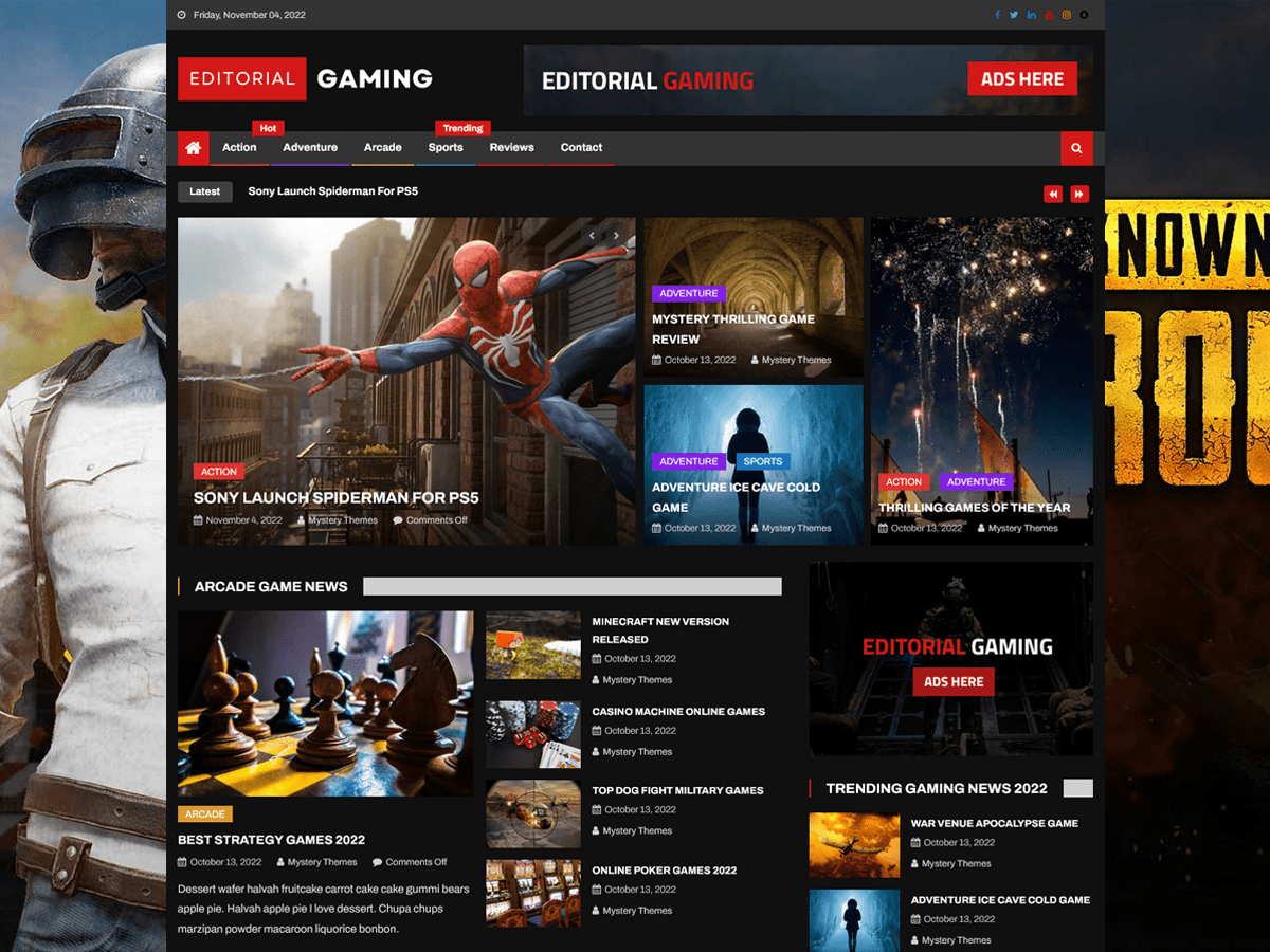 Editorial Gaming Preview Wordpress Theme - Rating, Reviews, Preview, Demo & Download