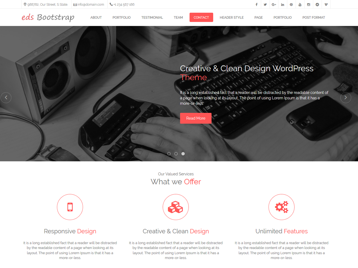 EdsBootstrap Preview Wordpress Theme - Rating, Reviews, Preview, Demo & Download