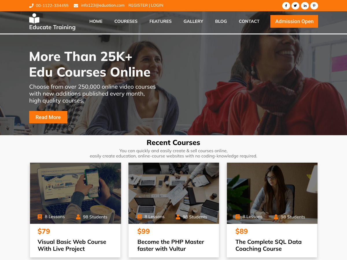 Educate Training Preview Wordpress Theme - Rating, Reviews, Preview, Demo & Download
