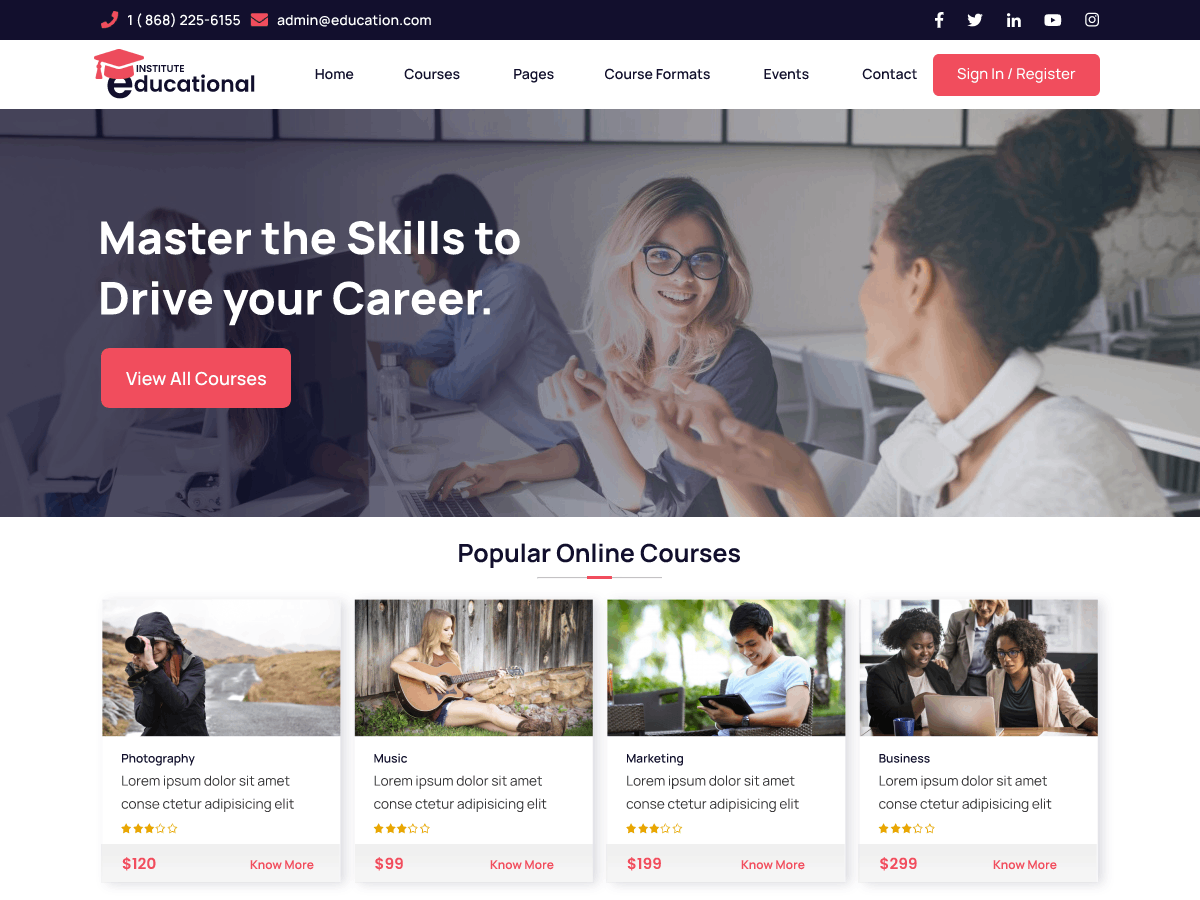 Educational Institute Preview Wordpress Theme - Rating, Reviews, Preview, Demo & Download
