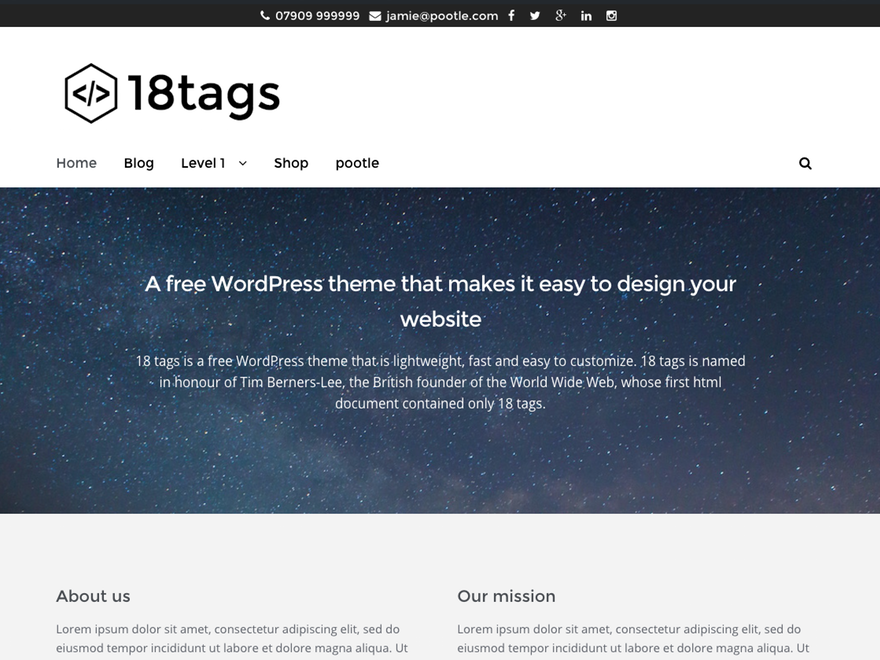 Eighteen Tags Preview Wordpress Theme - Rating, Reviews, Preview, Demo & Download