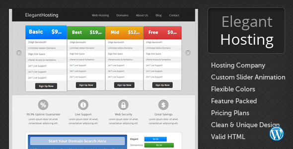 Elegant Hosting Preview Wordpress Theme - Rating, Reviews, Preview, Demo & Download