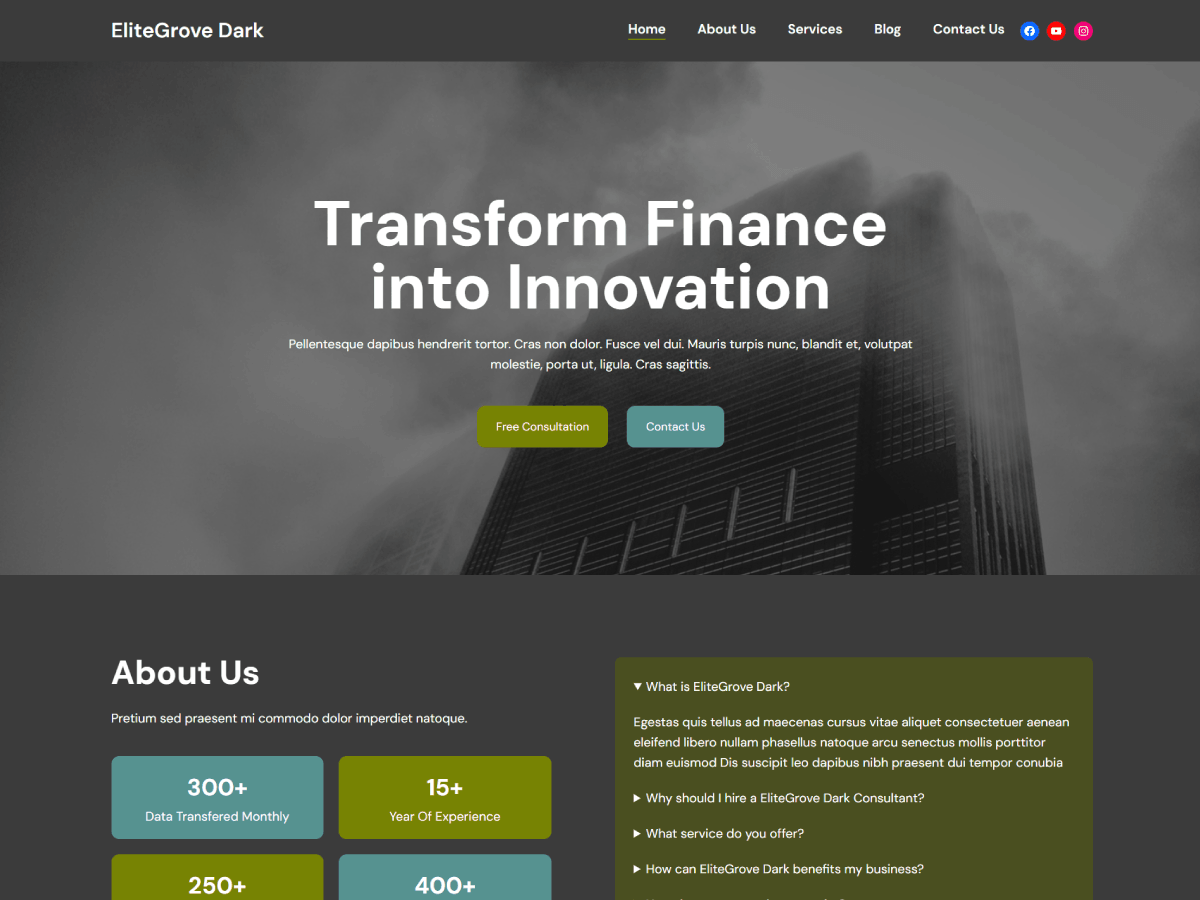 EliteGrove Dark Preview Wordpress Theme - Rating, Reviews, Preview, Demo & Download