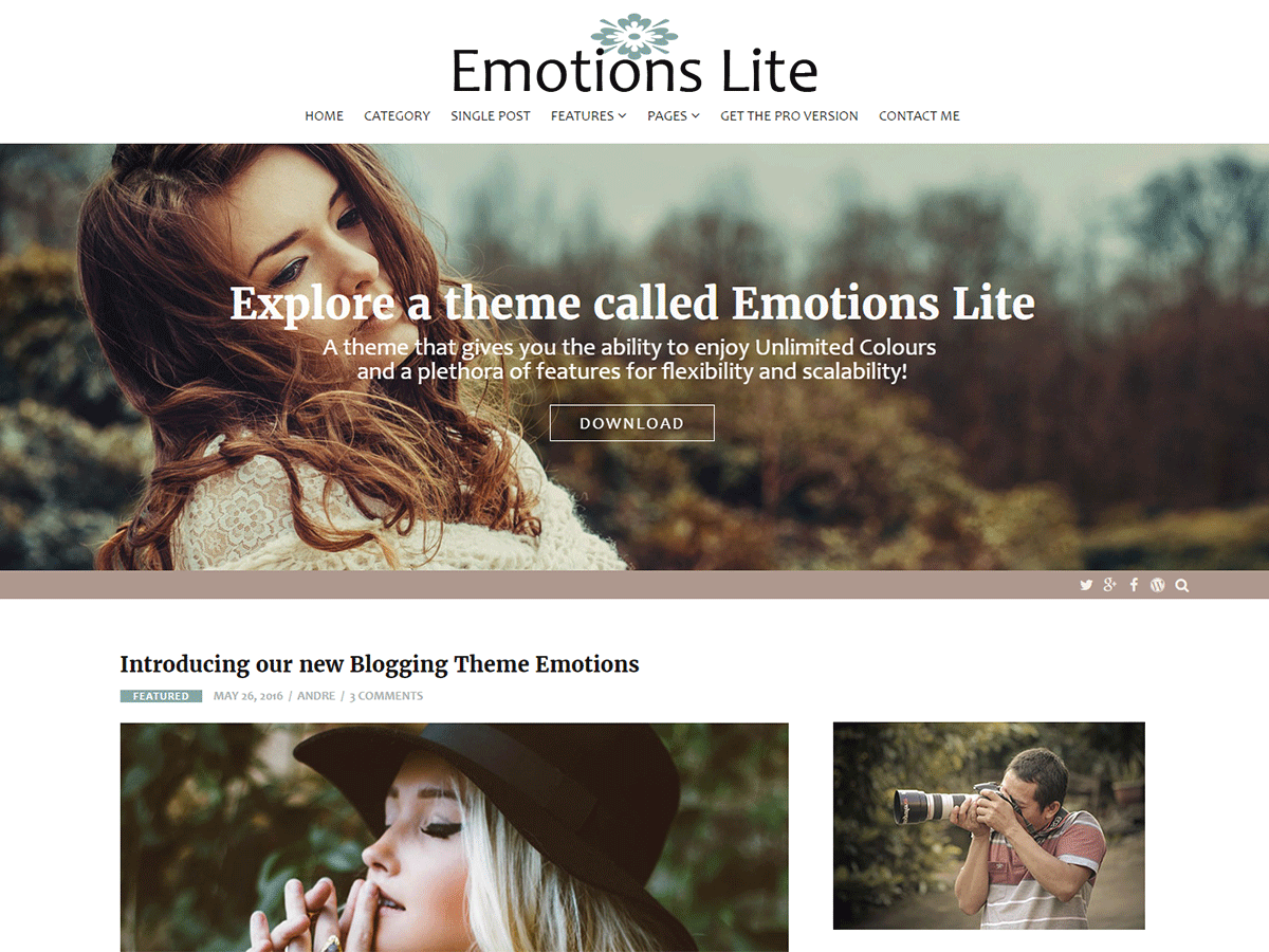 Emotions Lite Preview Wordpress Theme - Rating, Reviews, Preview, Demo & Download