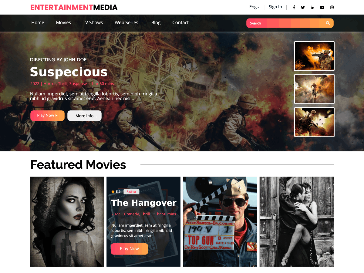 Entertainment Media Preview Wordpress Theme - Rating, Reviews, Preview, Demo & Download