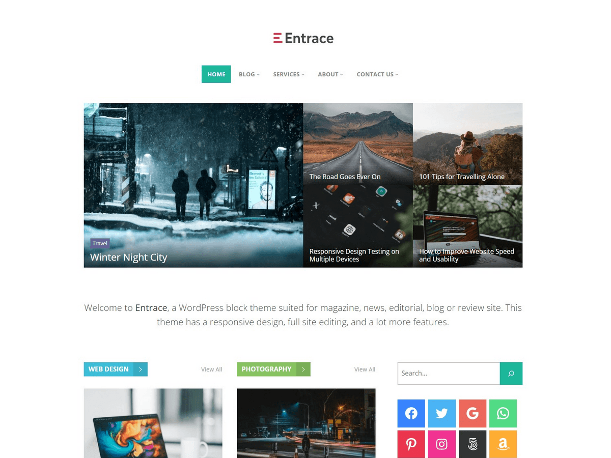 Entrace Preview Wordpress Theme - Rating, Reviews, Preview, Demo & Download