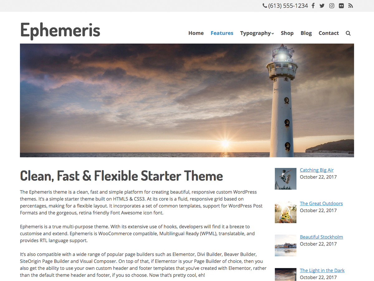 Ephemeris Preview Wordpress Theme - Rating, Reviews, Preview, Demo & Download