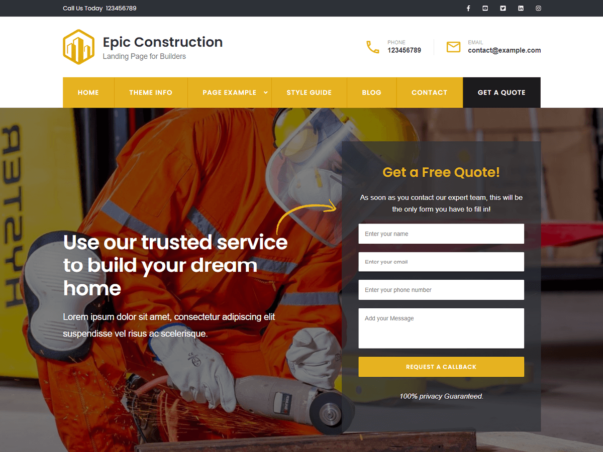 Epic Construction Preview Wordpress Theme - Rating, Reviews, Preview, Demo & Download