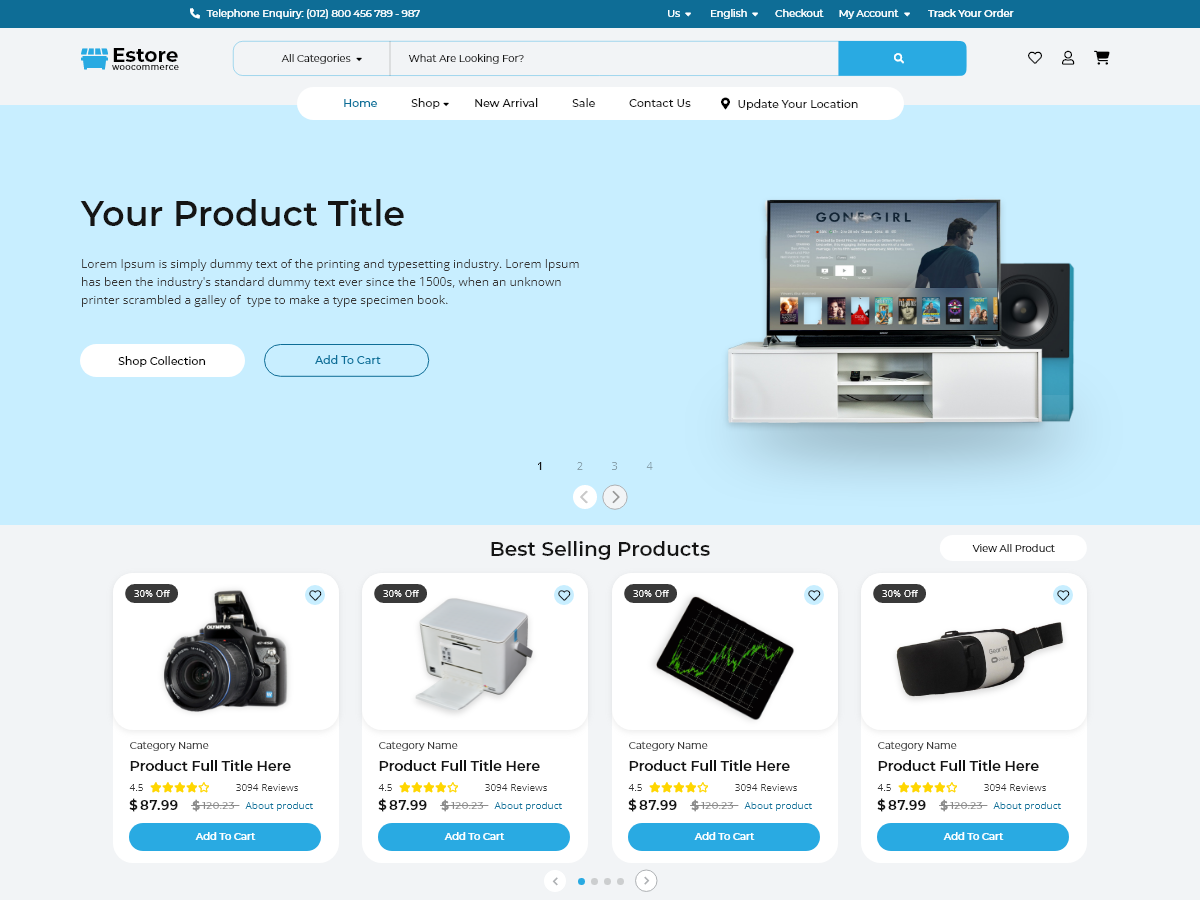 Estore Woocommerce Preview Wordpress Theme - Rating, Reviews, Preview, Demo & Download