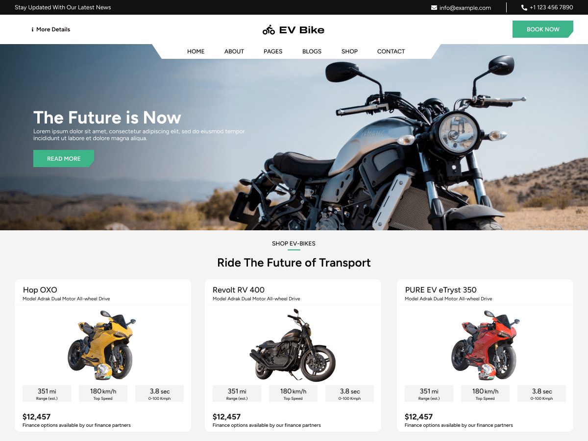 EV Bike Preview Wordpress Theme - Rating, Reviews, Preview, Demo & Download