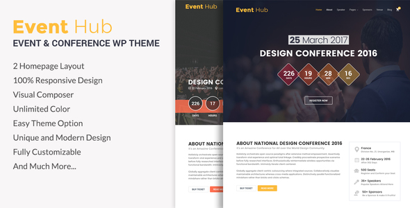 Event Hub Preview Wordpress Theme - Rating, Reviews, Preview, Demo & Download