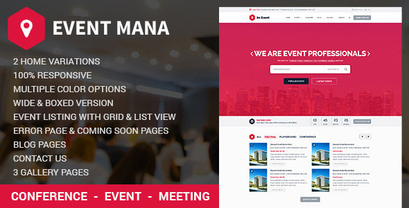 Event Management Preview Wordpress Theme - Rating, Reviews, Preview, Demo & Download
