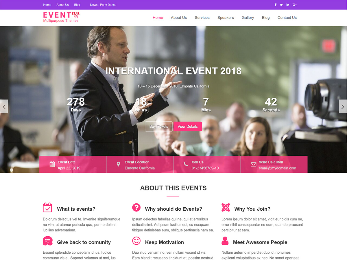 Event Star Preview Wordpress Theme - Rating, Reviews, Preview, Demo & Download
