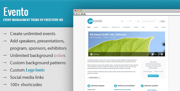 Evento Preview Wordpress Theme - Rating, Reviews, Preview, Demo & Download