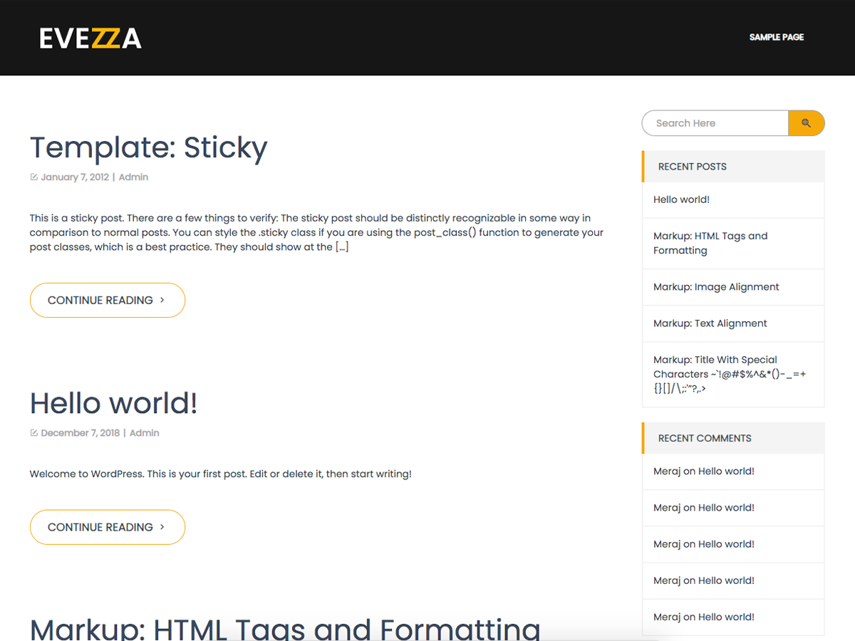 Evezza Lite Preview Wordpress Theme - Rating, Reviews, Preview, Demo & Download