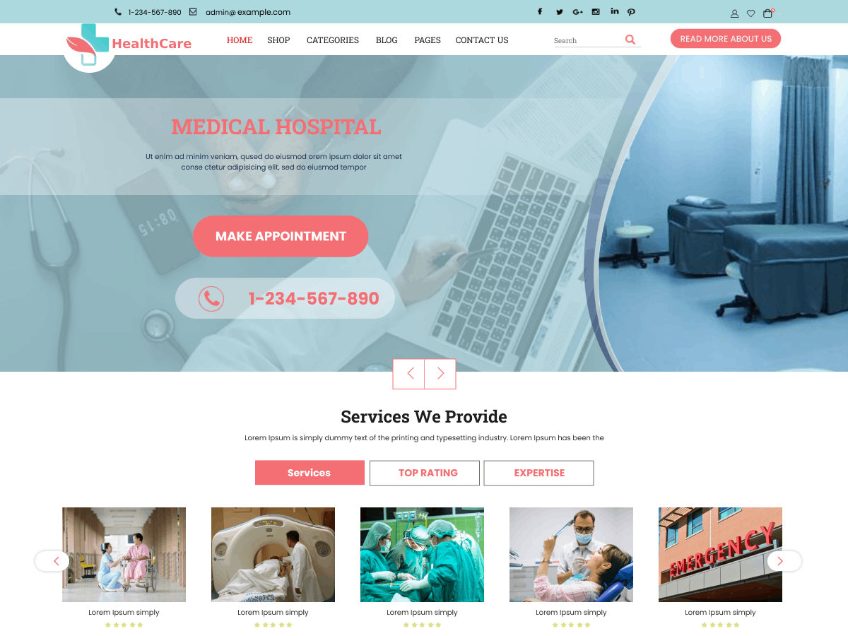 Expert Healthcare Preview Wordpress Theme - Rating, Reviews, Preview, Demo & Download