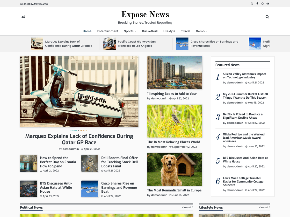 Expose News Preview Wordpress Theme - Rating, Reviews, Preview, Demo & Download