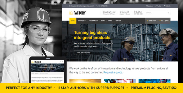 Factory Preview Wordpress Theme - Rating, Reviews, Preview, Demo & Download