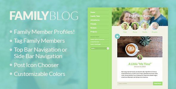 Family Blog Preview Wordpress Theme - Rating, Reviews, Preview, Demo & Download