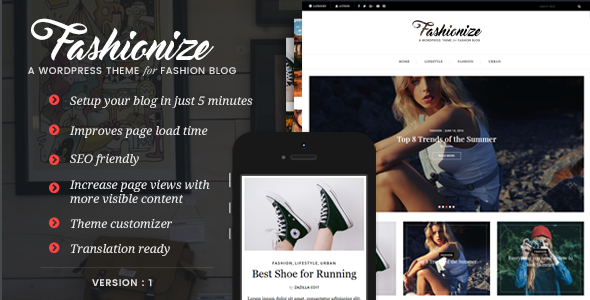 Fashionize Preview Wordpress Theme - Rating, Reviews, Preview, Demo & Download