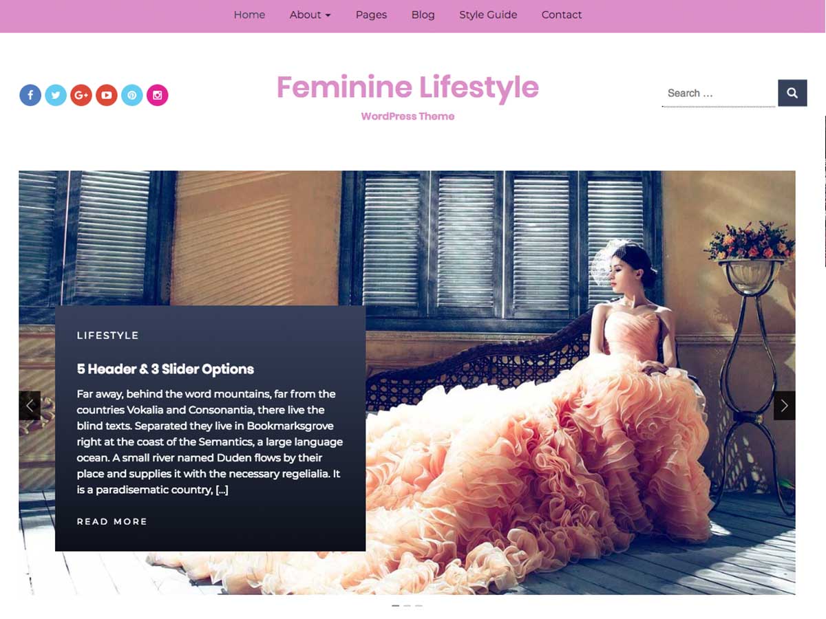 Feminine Lifestyle Preview Wordpress Theme - Rating, Reviews, Preview, Demo & Download