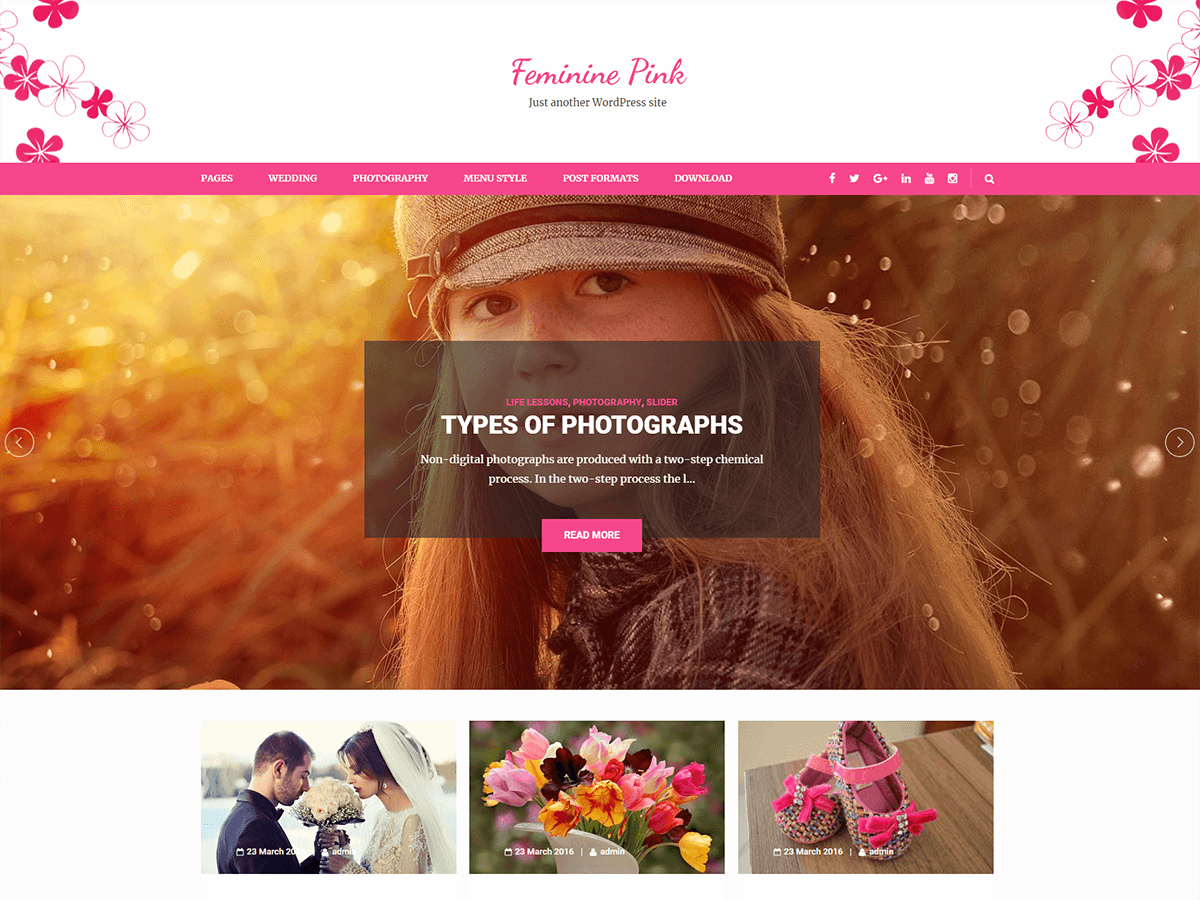 Feminine Pink Preview Wordpress Theme - Rating, Reviews, Preview, Demo & Download