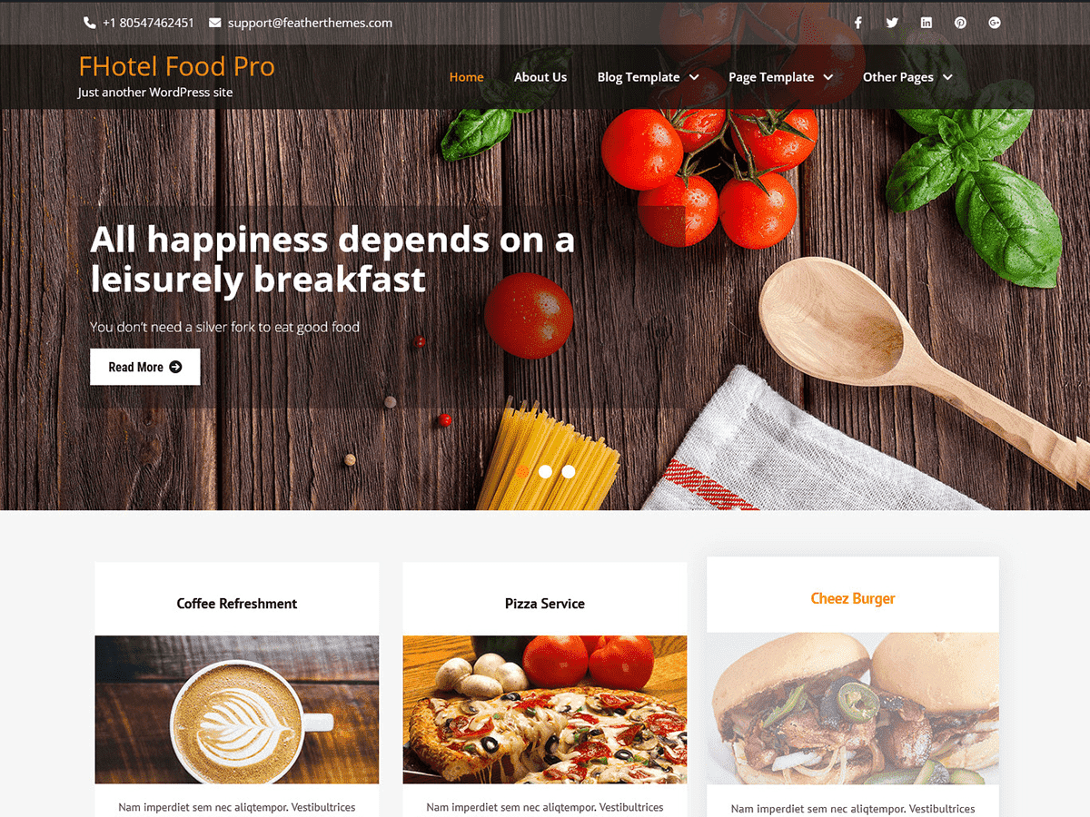 FHotel Food Preview Wordpress Theme - Rating, Reviews, Preview, Demo & Download