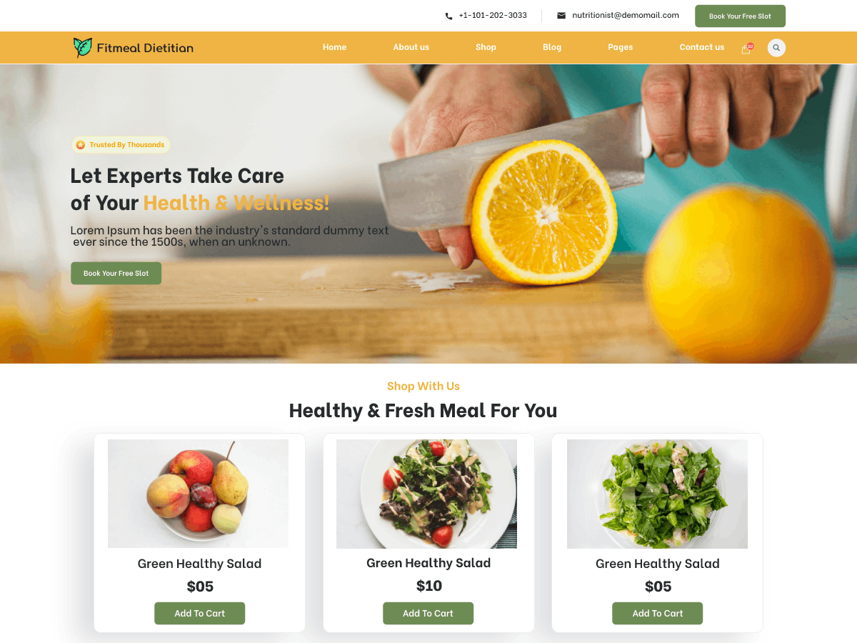 Fitmeal Dietitian Preview Wordpress Theme - Rating, Reviews, Preview, Demo & Download