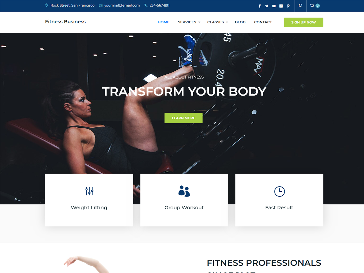 Fitness Business Preview Wordpress Theme - Rating, Reviews, Preview, Demo & Download