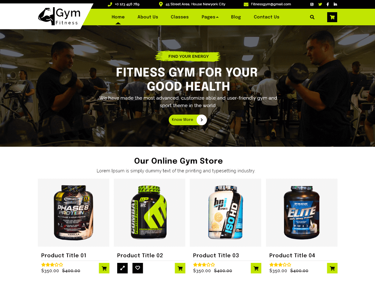 Fitness Elementor Preview Wordpress Theme - Rating, Reviews, Preview, Demo & Download