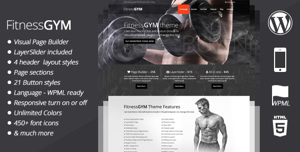 FitnessGYM Preview Wordpress Theme - Rating, Reviews, Preview, Demo & Download