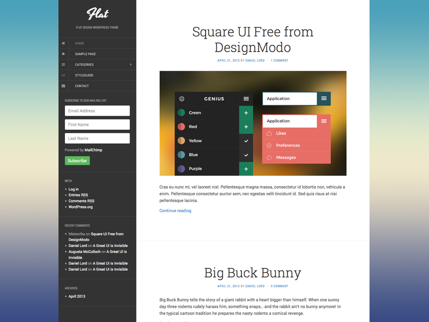Flat Preview Wordpress Theme - Rating, Reviews, Preview, Demo & Download