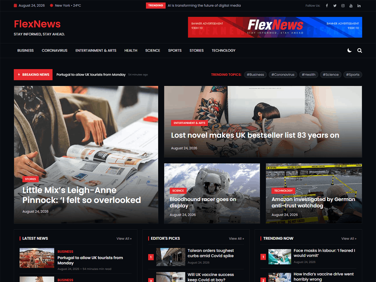FlexNews Preview Wordpress Theme - Rating, Reviews, Preview, Demo & Download