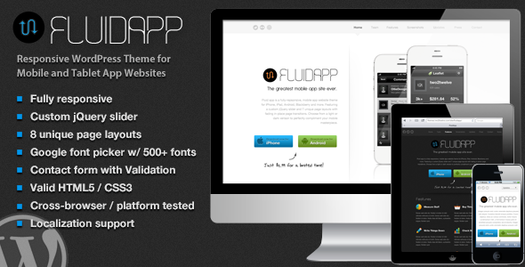 FluidApp Preview Wordpress Theme - Rating, Reviews, Preview, Demo & Download