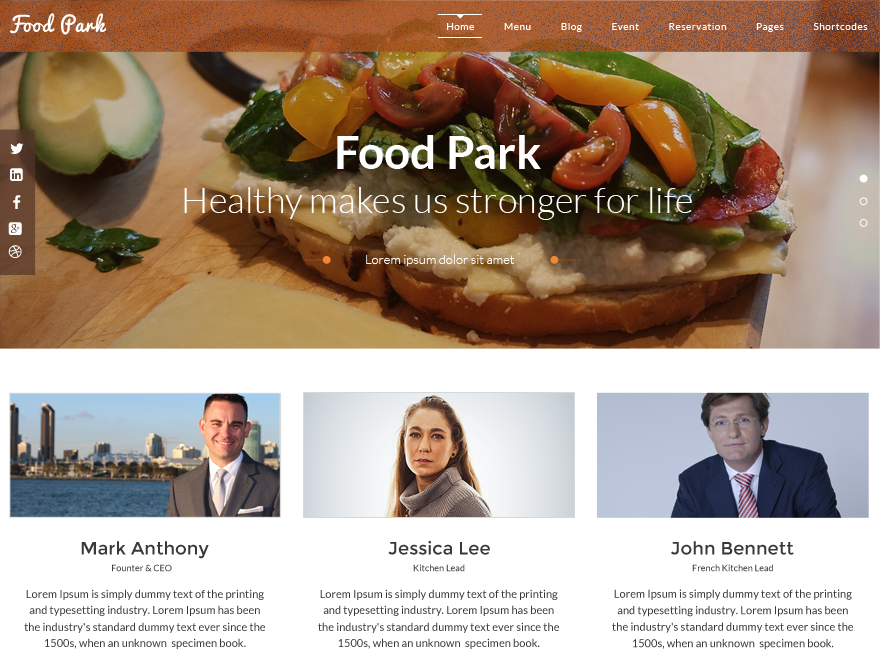 Food Park Preview Wordpress Theme - Rating, Reviews, Preview, Demo & Download