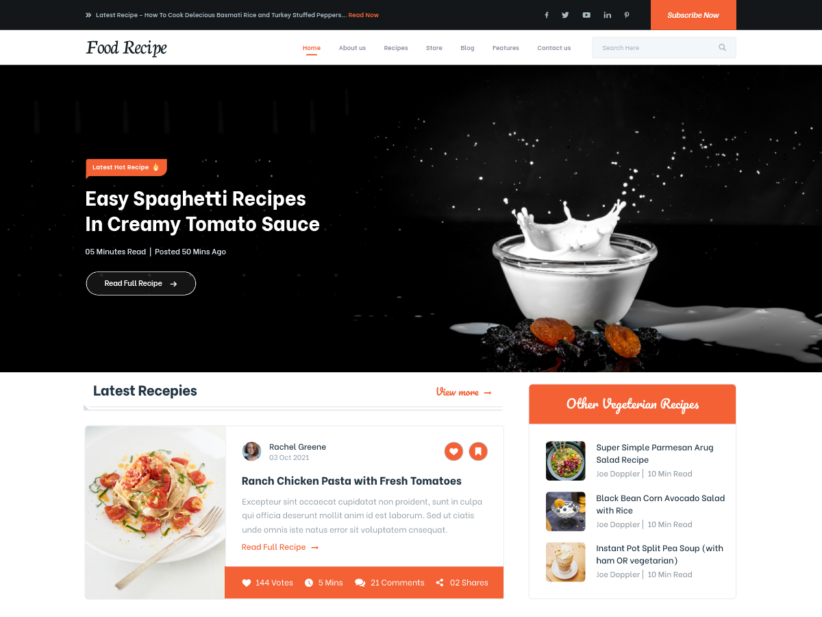 Food Recipe Preview Wordpress Theme - Rating, Reviews, Preview, Demo & Download