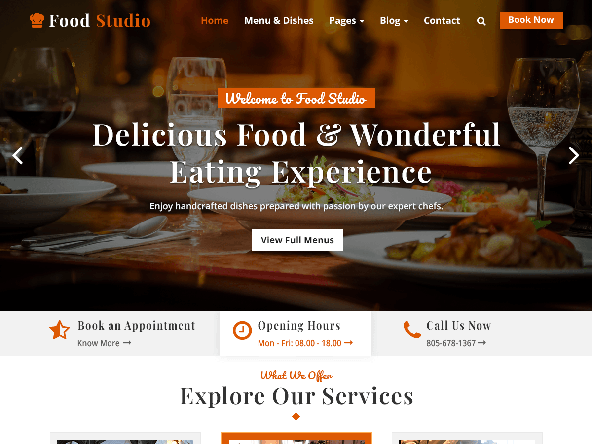 Food Studio Preview Wordpress Theme - Rating, Reviews, Preview, Demo & Download