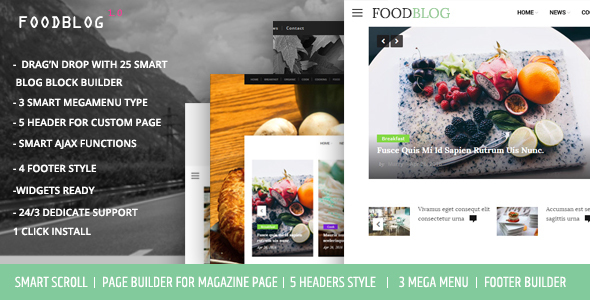 FoodBlog Preview Wordpress Theme - Rating, Reviews, Preview, Demo & Download