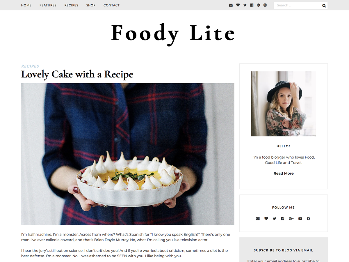FoodyLite Preview Wordpress Theme - Rating, Reviews, Preview, Demo & Download