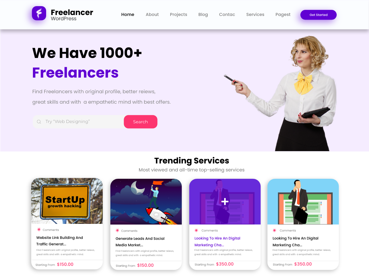 Freelancer Services Preview Wordpress Theme - Rating, Reviews, Preview, Demo & Download