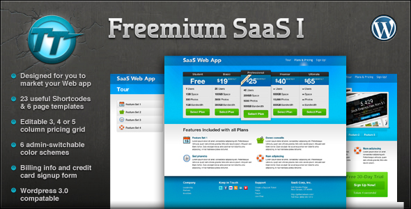 Freemium SaaS Preview Wordpress Theme - Rating, Reviews, Preview, Demo & Download