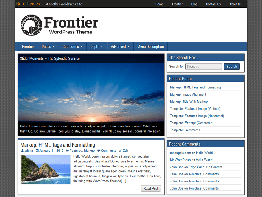Frontier Preview Wordpress Theme - Rating, Reviews, Preview, Demo & Download