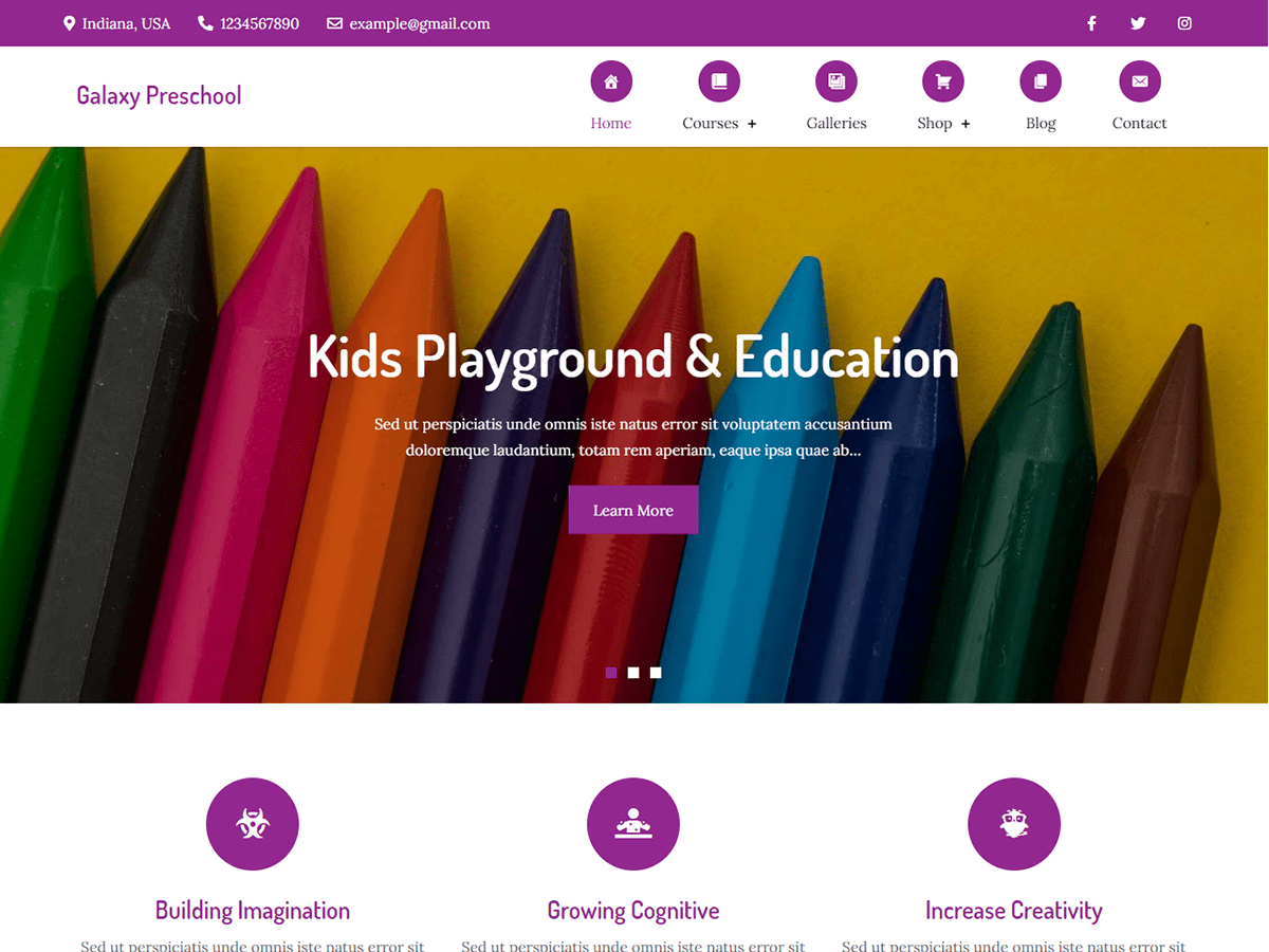 Galaxy Preschool Preview Wordpress Theme - Rating, Reviews, Preview, Demo & Download