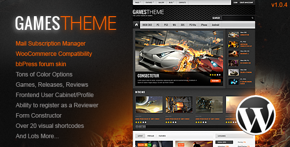 GamesTheme Premium Preview Wordpress Theme - Rating, Reviews, Preview, Demo & Download
