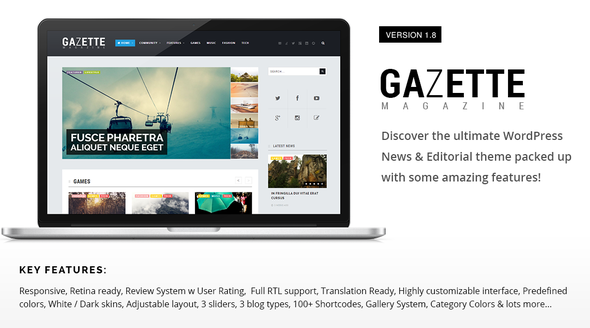 Gazette Magazine Preview Wordpress Theme - Rating, Reviews, Preview, Demo & Download